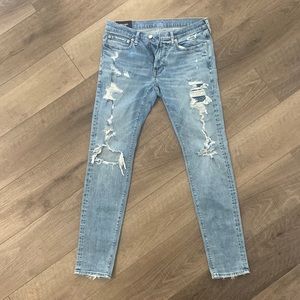 Men's Distressed light wash denim